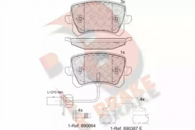 R BRAKE rb1857203 -  Комплект тормозных колодок, дисковый тормоз